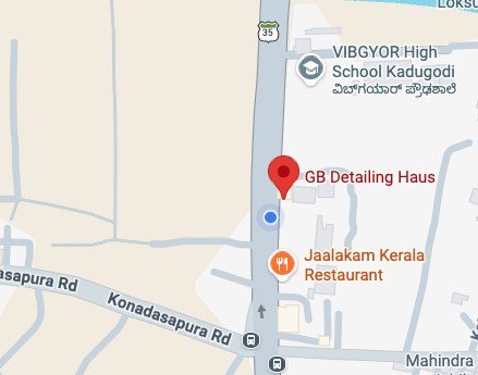 GB Detailing Haus location on Google Maps — Konadasapura Road, Kadugodi